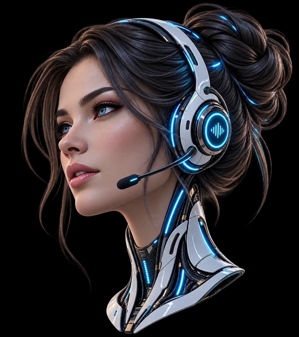 Nova voice assistant wearing a headset